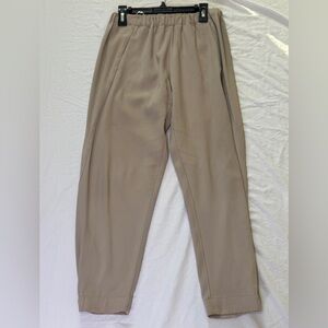 Babaton by Aritzia Taupe Crepe Trousers Japanese Fabric, Elastic Waist, Size XS